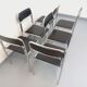 Set of 6 vintage Italian stackable chairs in chrome metal and skai.