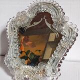 Venetian mirror 22cm X 24 cm Murano glass to pose 50s