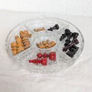 Round glass moulded aperitif plate with compartments