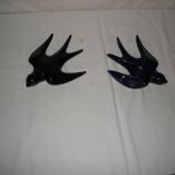 Pair of ceramic wall swallows