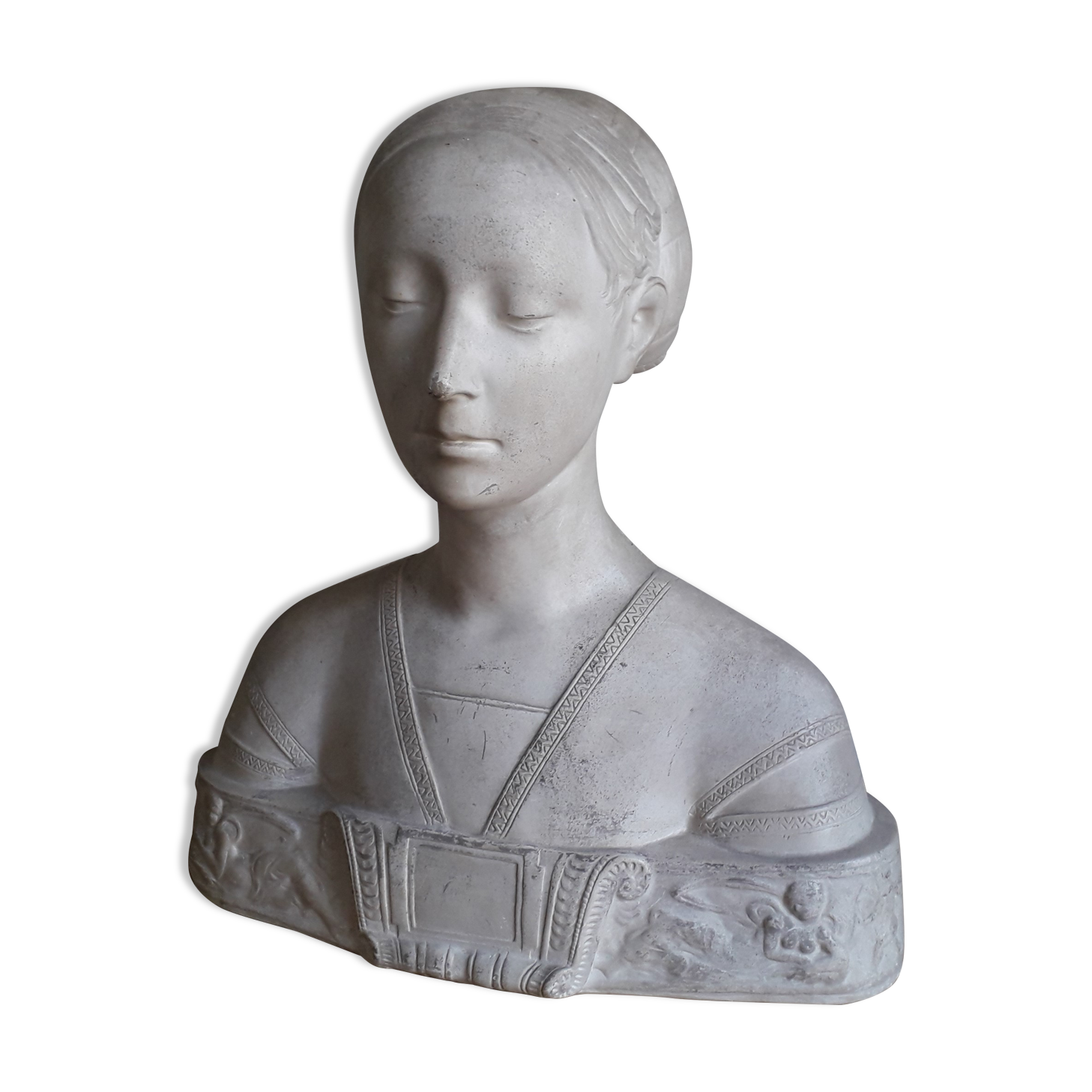 Buste en plâtre de femme ateliers du Louvre