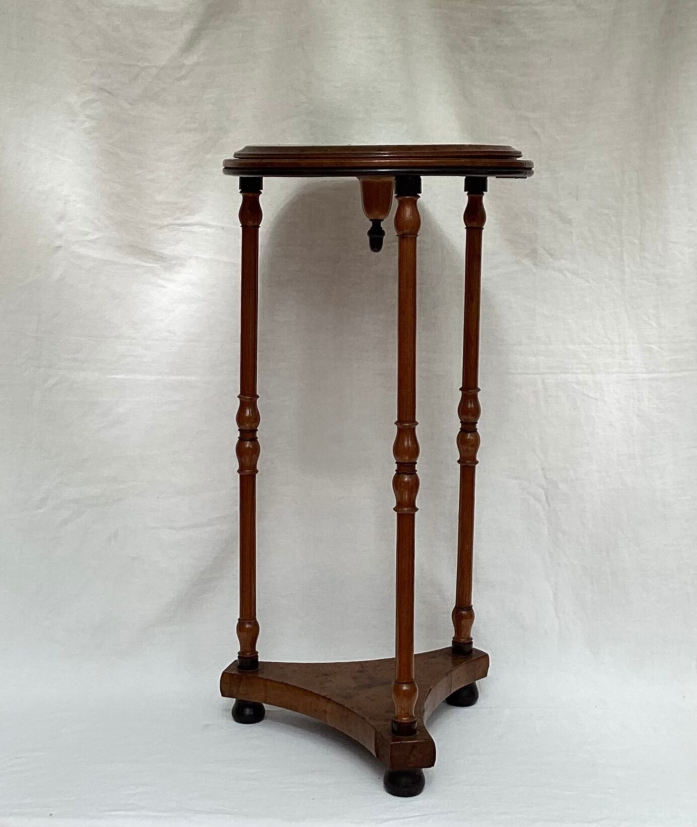 Wooden side table with three legs vintage