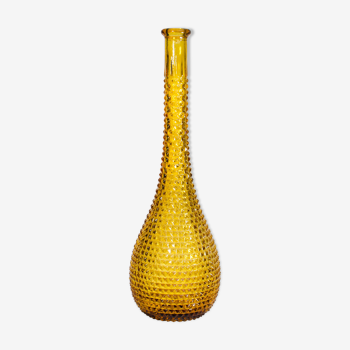 Carafe italienne ambre motif pointe de diamant Empoli, en verre soufflé Italie circa 1950