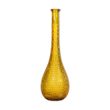 Italian carafe amber diamond tip motif Empoli, blown glass Italy circa 1950