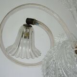 Art Deco Murano Glass Three-Arm Chandelier, Italy, 1940s