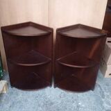 Pair of art deco style mahogany corner cabinets