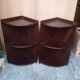 Pair of art deco style mahogany corner cabinets