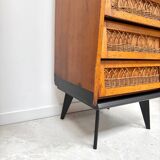 Vintage rattan chest of drawers