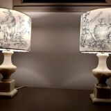 Alabaster and toile de jouy lamp