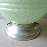 Ceiling light with green marbled opaline globe