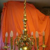 Dutch chandelier in solid bronze with 6 light arms, early 20th century.