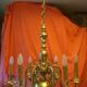 Dutch chandelier in solid bronze with 6 light arms, early 20th century.