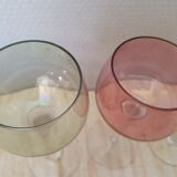 Box of 6 glasses with glass feet in colors of velles le chatel