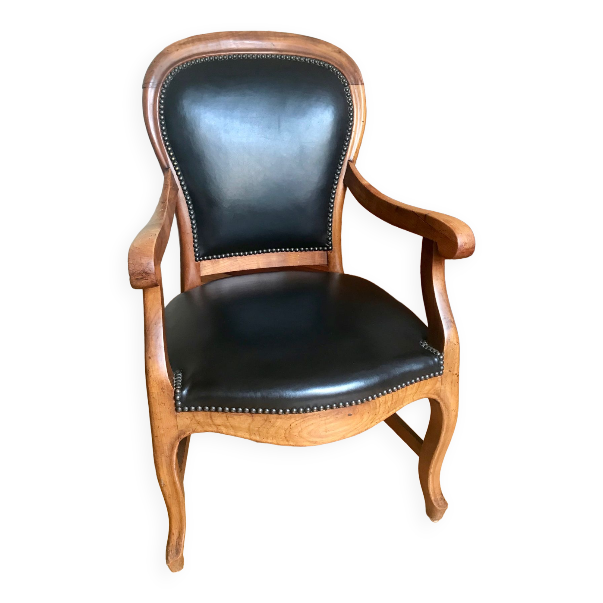 Wood and leather armchair