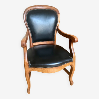 Wood and leather armchair