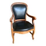 Wood and leather armchair