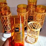 Six mustard long drink glasses