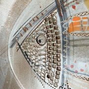 Large German ceramic plate with fish from the mid-century.
