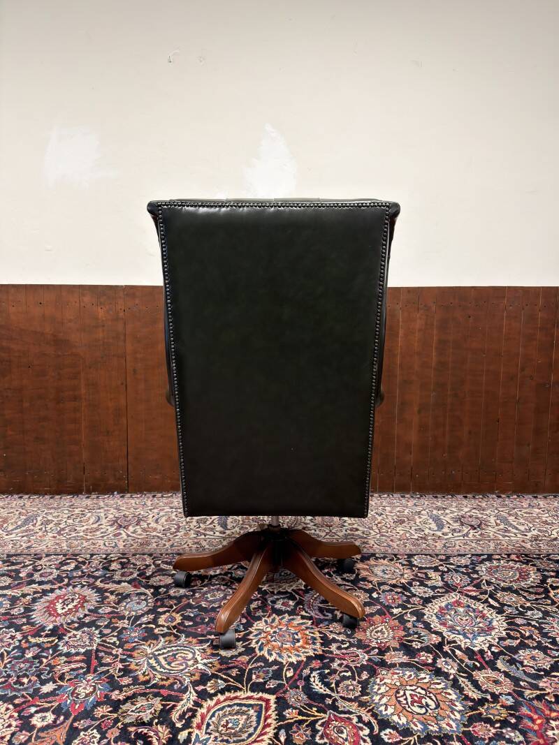 Large English Chesterfield Desk Chair Green