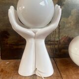 vintage ceramic and opaline hand lamp