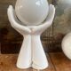 vintage ceramic and opaline hand lamp