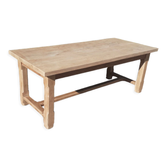 Farmhouse table in solid oak raw wood