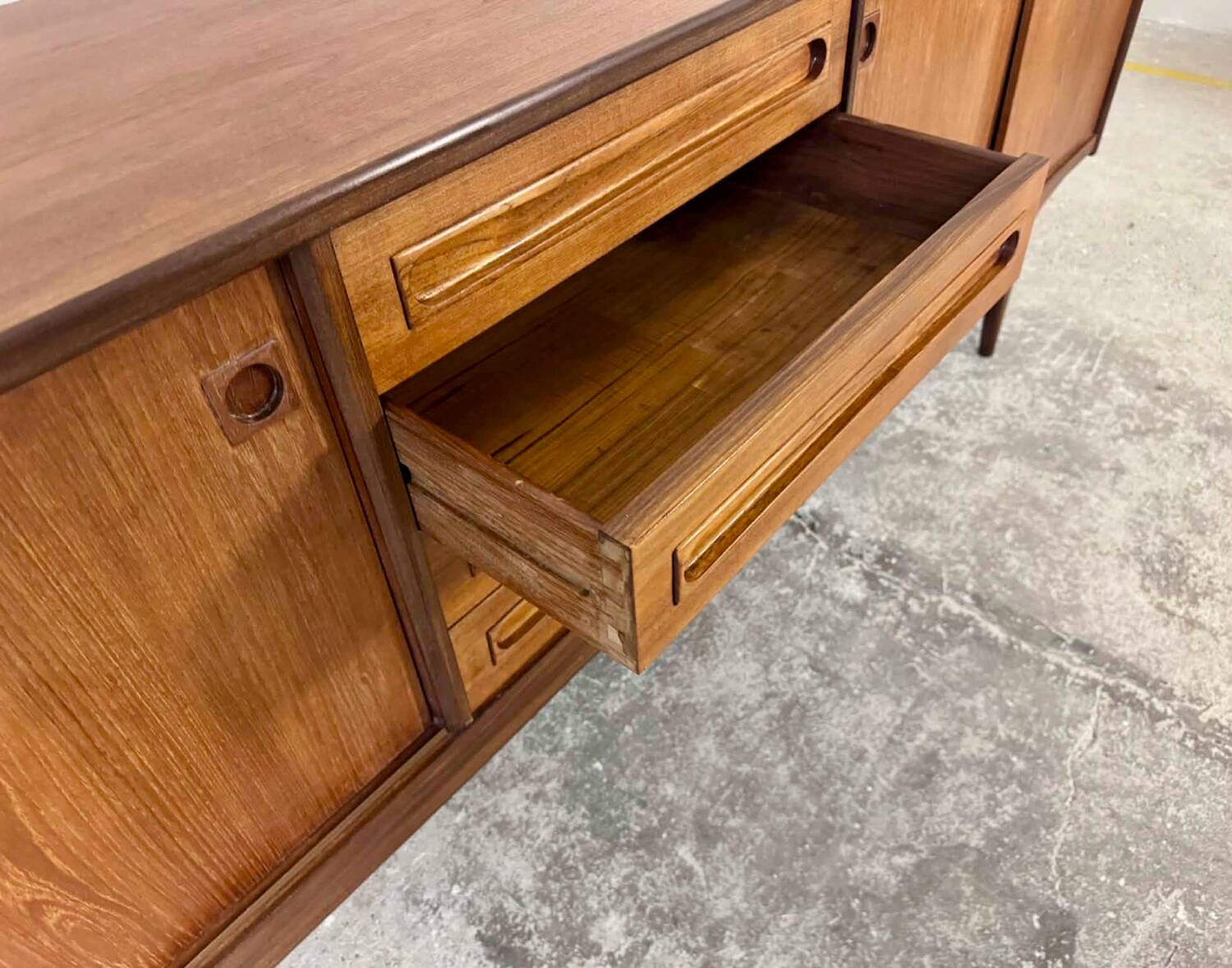 Large sideboard by Johannes Andersen in teak, 240 cm.