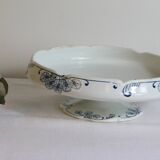 Flat on piedouche, compotier, iron earth, Onnaing earthenware, Palma model, 1890