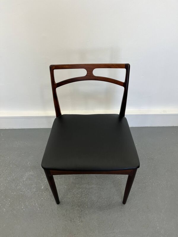Chaises d'appoint danoises modèle 94 en palissandre et cuir par J.Andersen pour Christian Linneberg, années 1960,