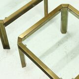 Set Model T09 Brass and Glass Side or Coffee Tables by Peter Ghyczy 1970s