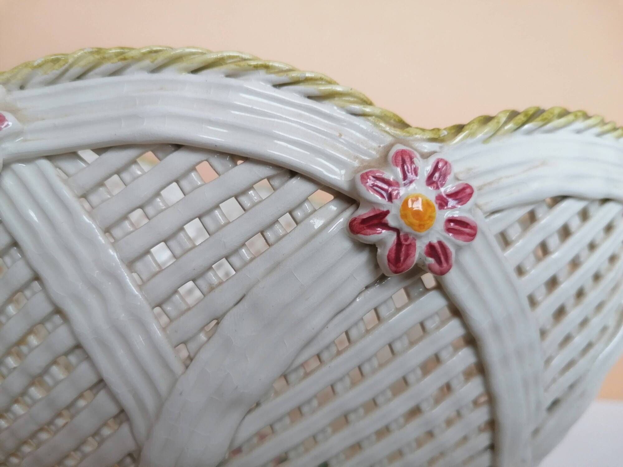Woven ceramic fruit basket
