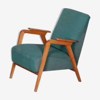 Fauteuil art déco en hêtre vert, vernis revitalisé, années 1940, Tchéquie