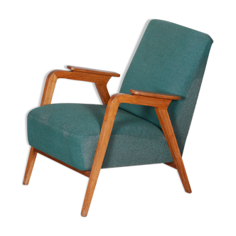 Fauteuil art déco en hêtre vert, vernis revitalisé, années 1940, Tchéquie