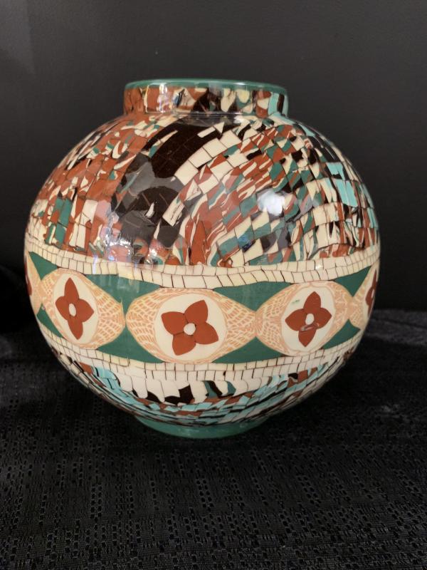 Vase boule en céramique mêlée Vallauris Jean Gerbino  1876-1966