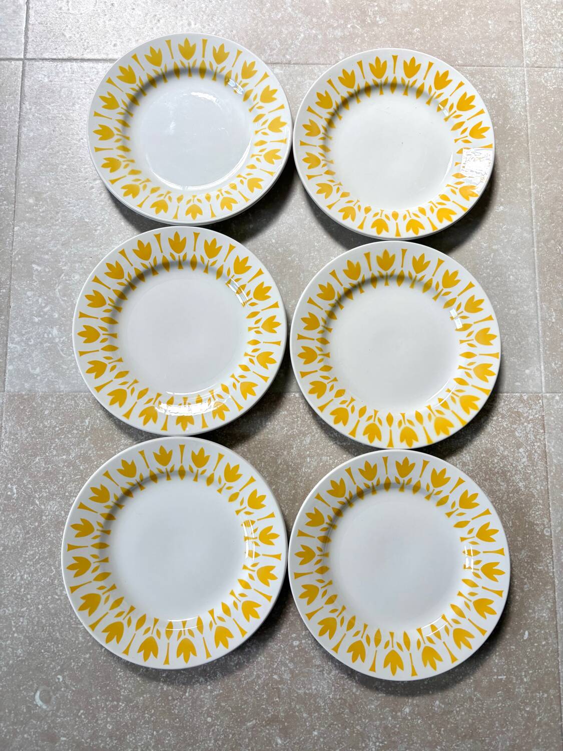 Set of 6 flat plates Lys - Digoin Sarreguemines