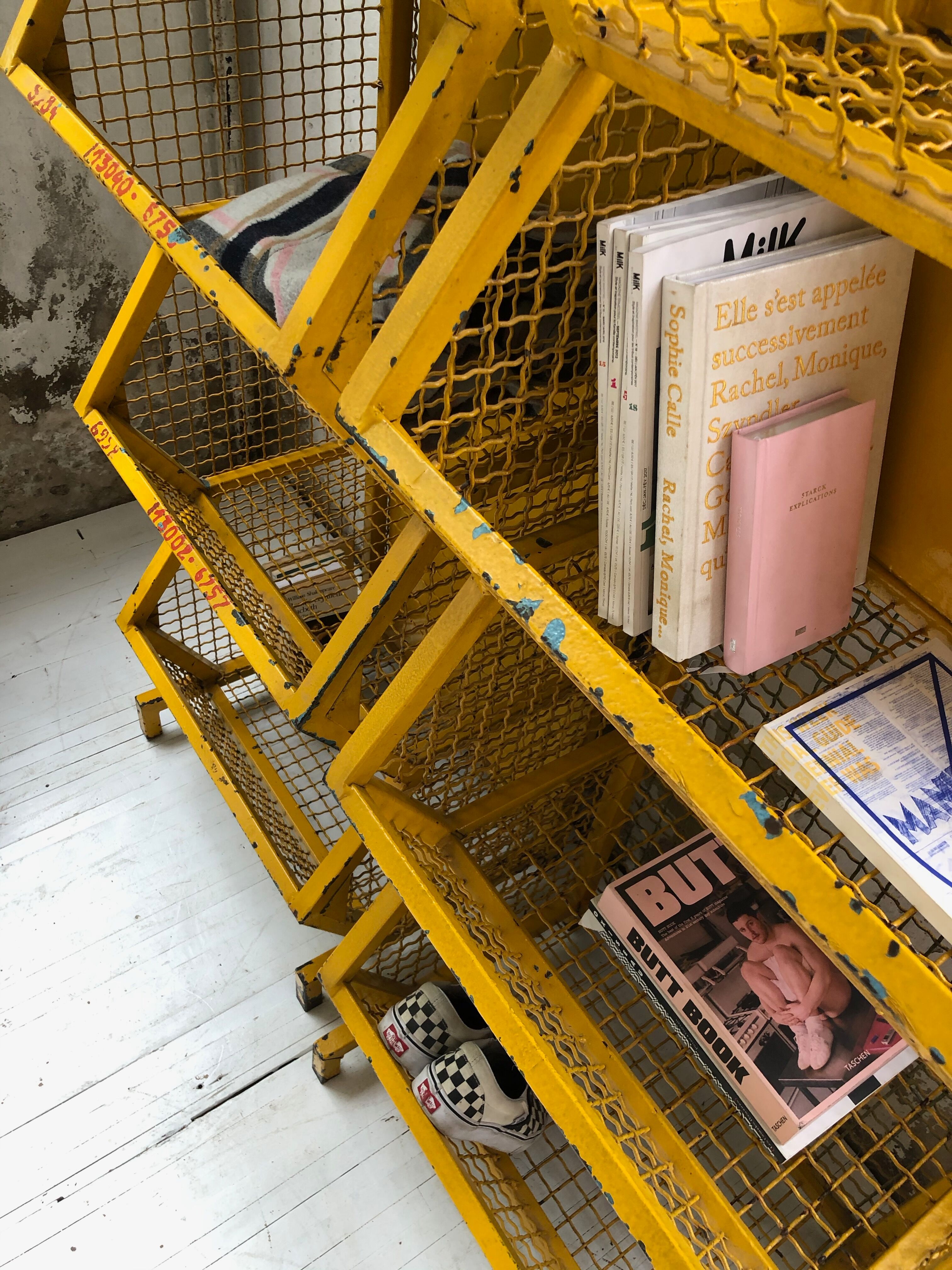 Industrial storage shelves yellow
