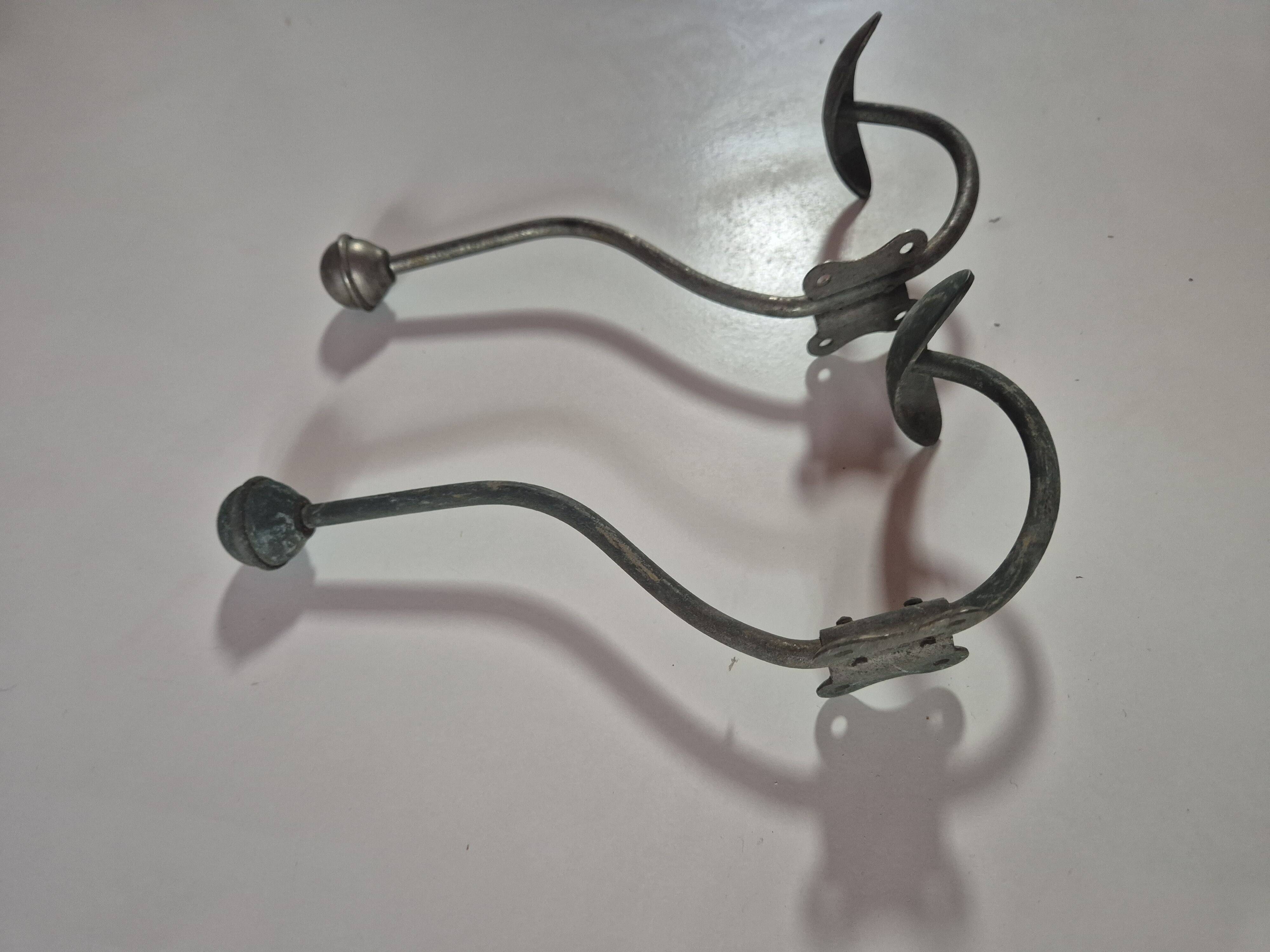 set of 2 vintage metal coat hooks