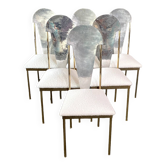 Ensemble de 6 chaises de salle à manger glamour 'noble pen shell back' - fin des années 1980