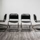 Set of 4 chrome steel rocking chairs, vintage modern 80s design.