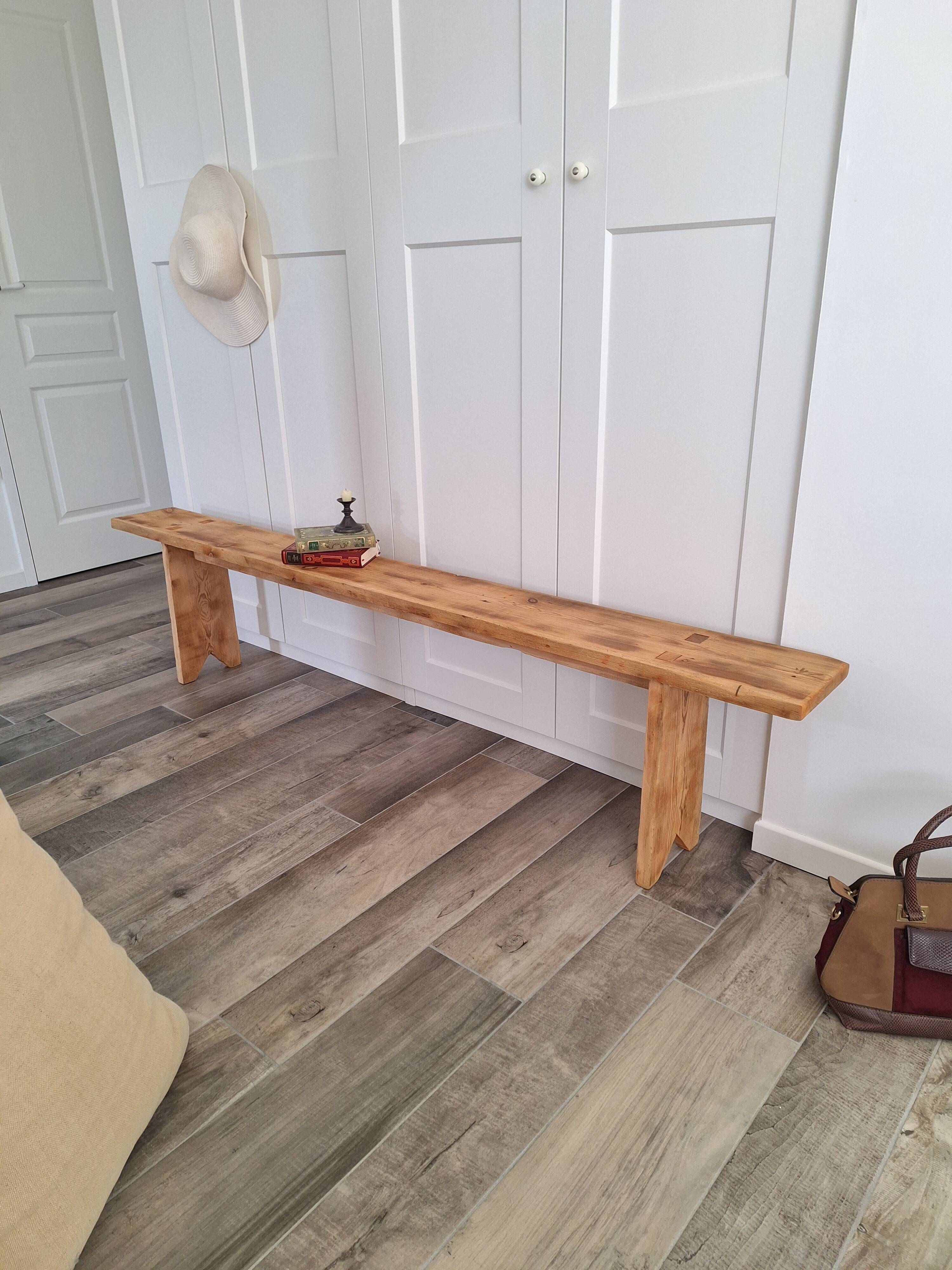 Large antique farmhouse bench in solid wood – 200 cm