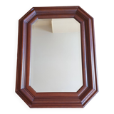 Large beveled mirror in cherry wood frame