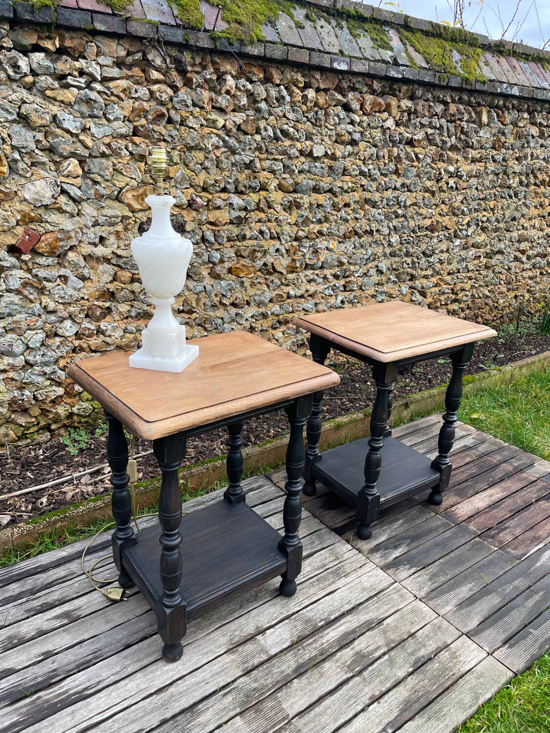 Pair of oak side tables
