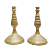 Paire de bougeoirs vintage en laiton doré