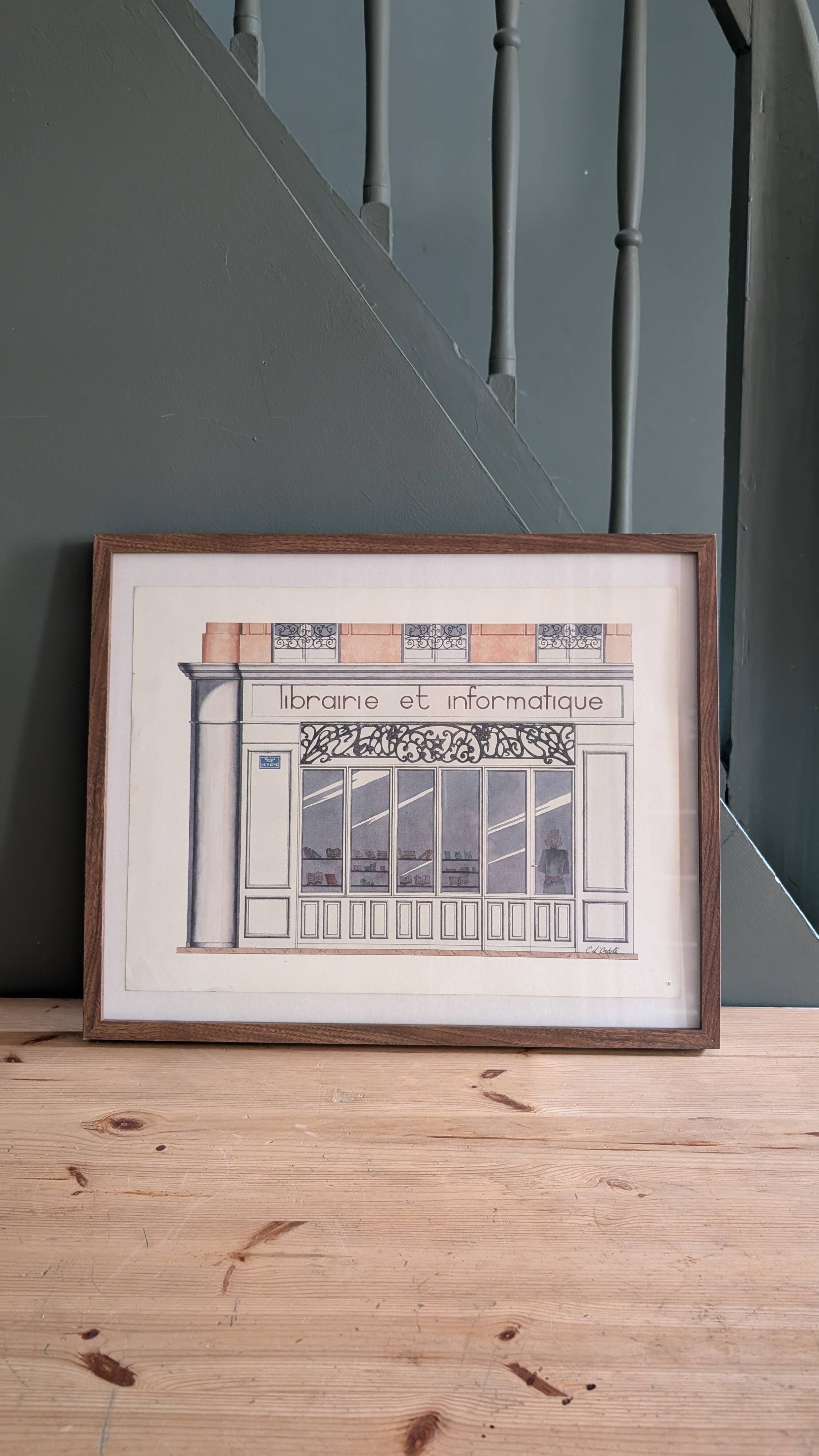 Lithograph "Bookshop and Computing" – Catherine d'Ortoli