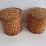 Two bamboo baskets with lid