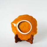 Vide-poche en barbotine feuille jaune et vert, 1970