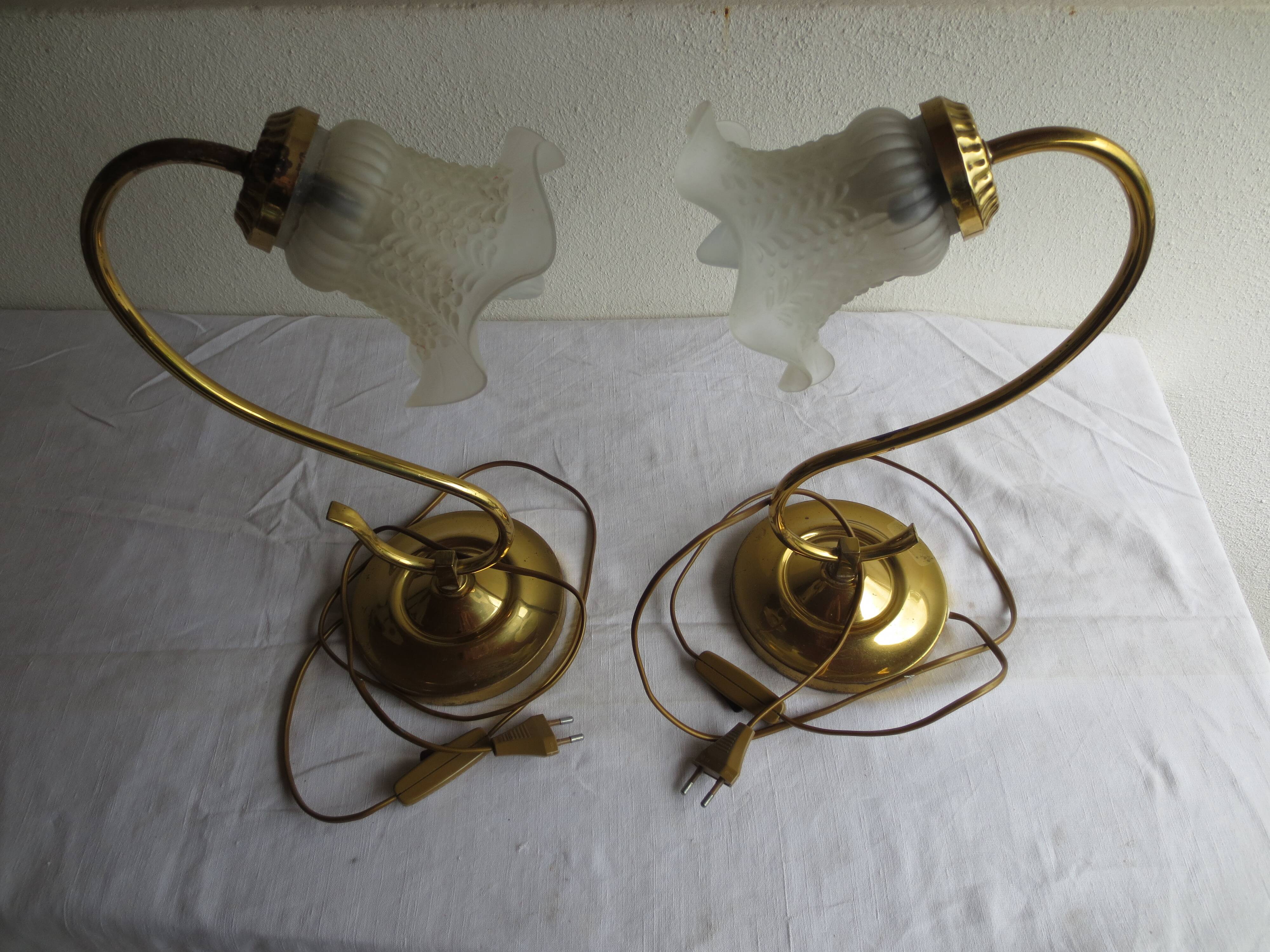 paire de lampes de table métal doré
