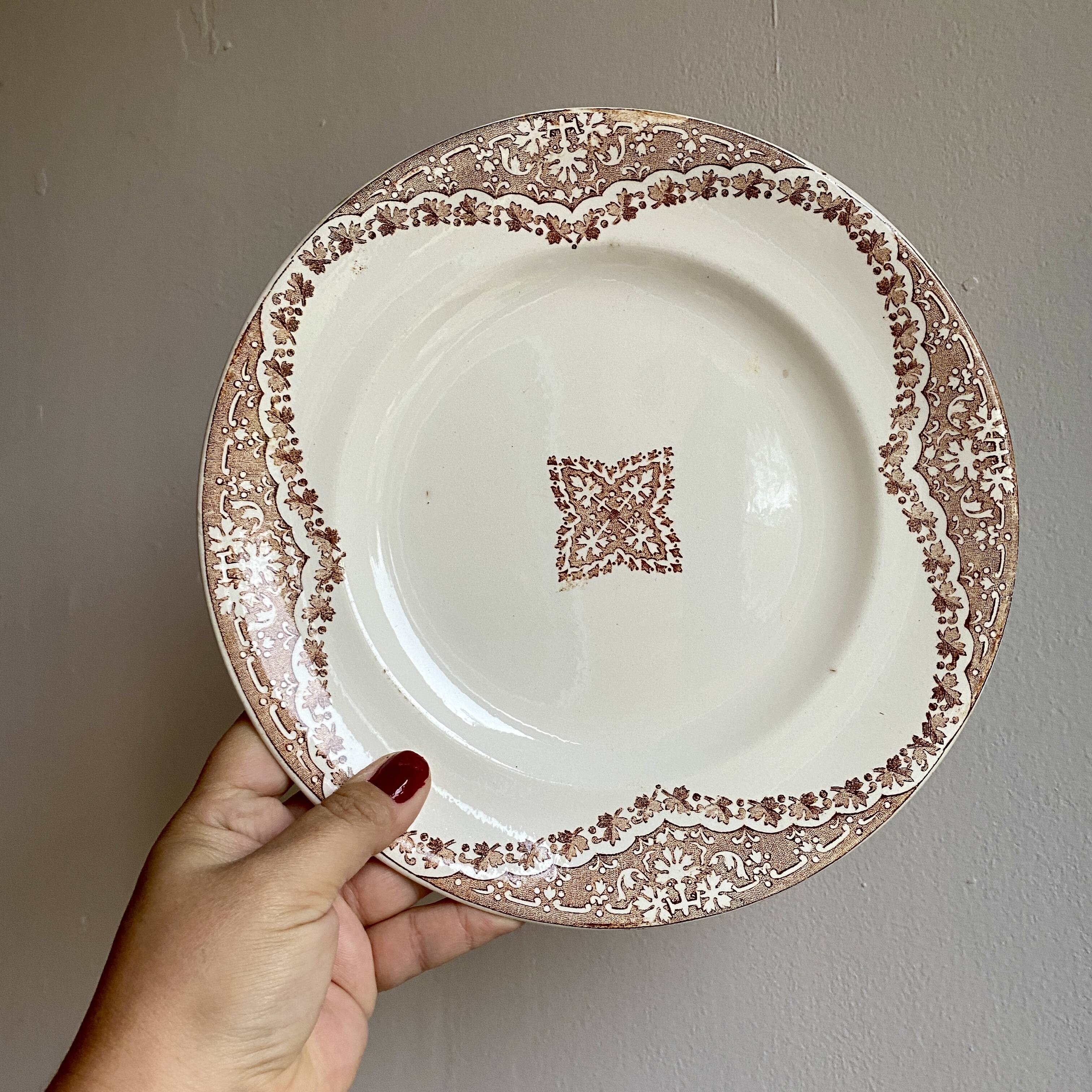 Set of 6 vintage flat ironstone plates, Andalous model from Longwy