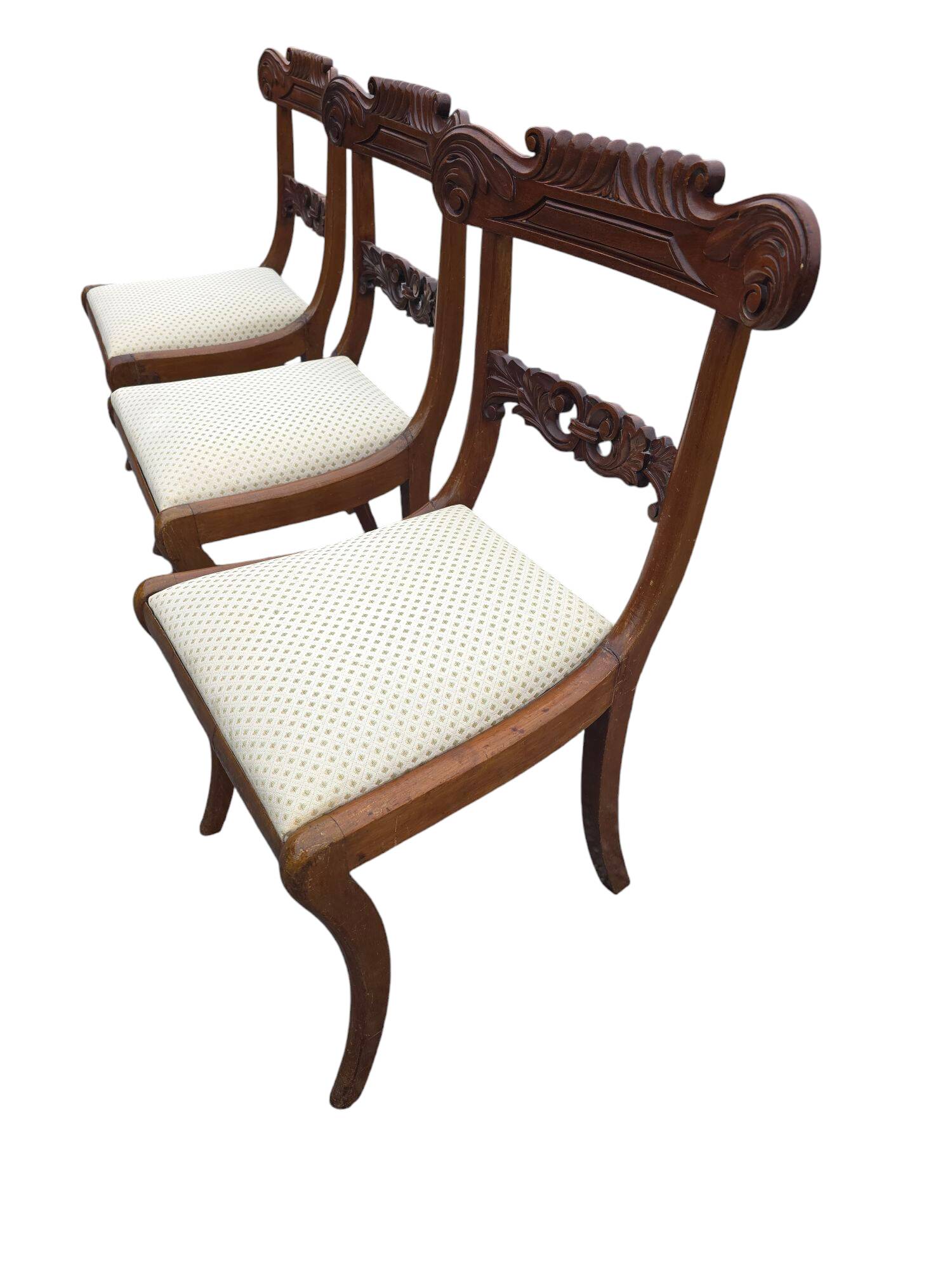 Solid mahogany chairs x 3