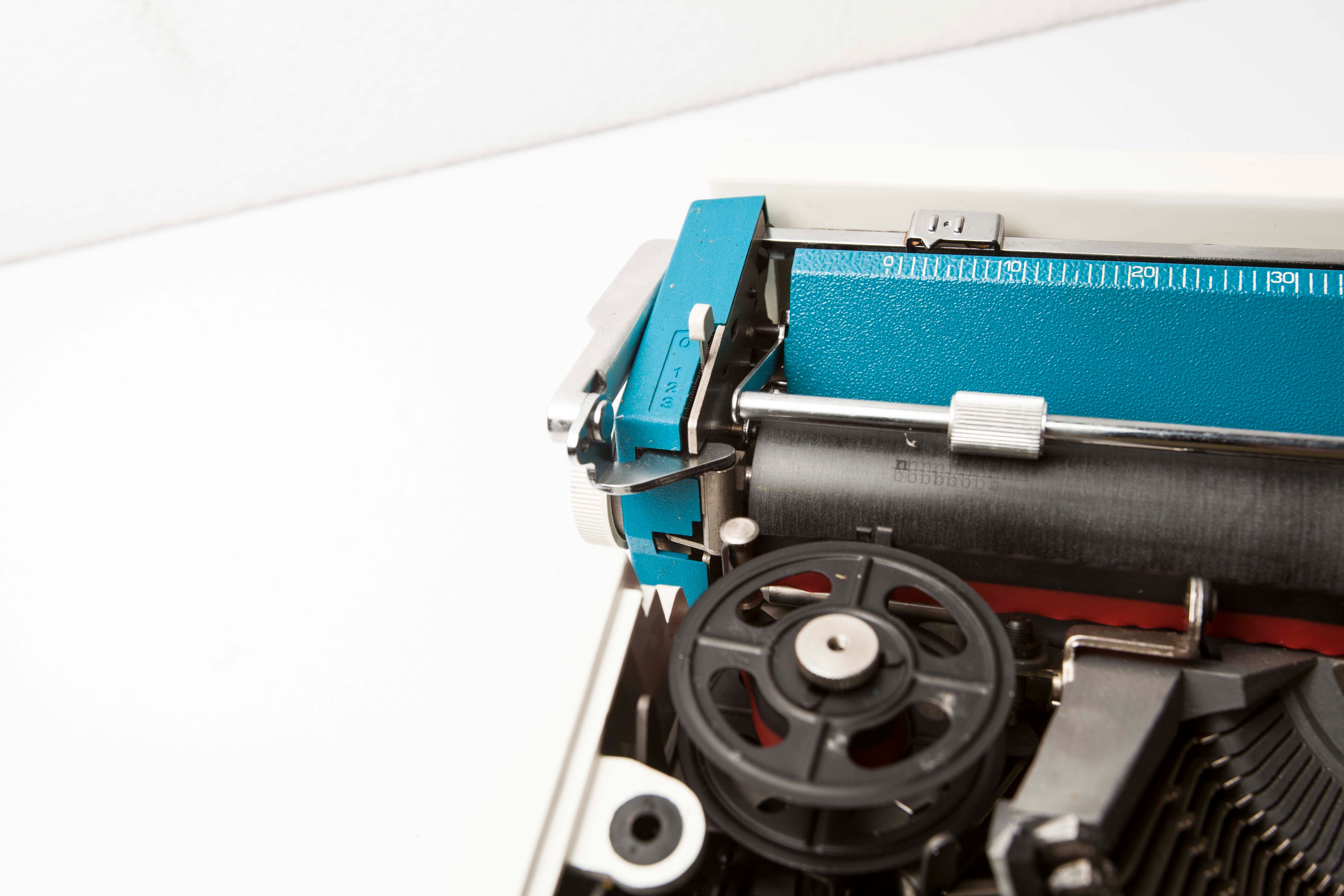 Blue Underwood 315 portable typewriter